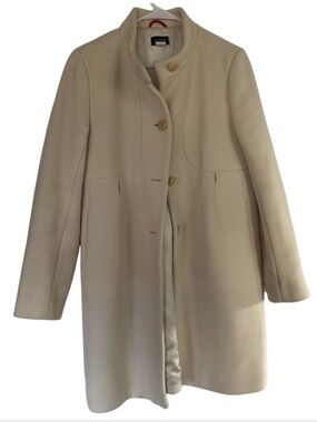 Vintage J. Crew Women's Cream Wool-Blend Stand Collar Coat